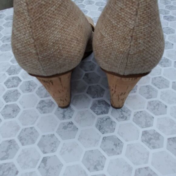 Nine west tweed open toes cork wedges - Picture 5 of 9